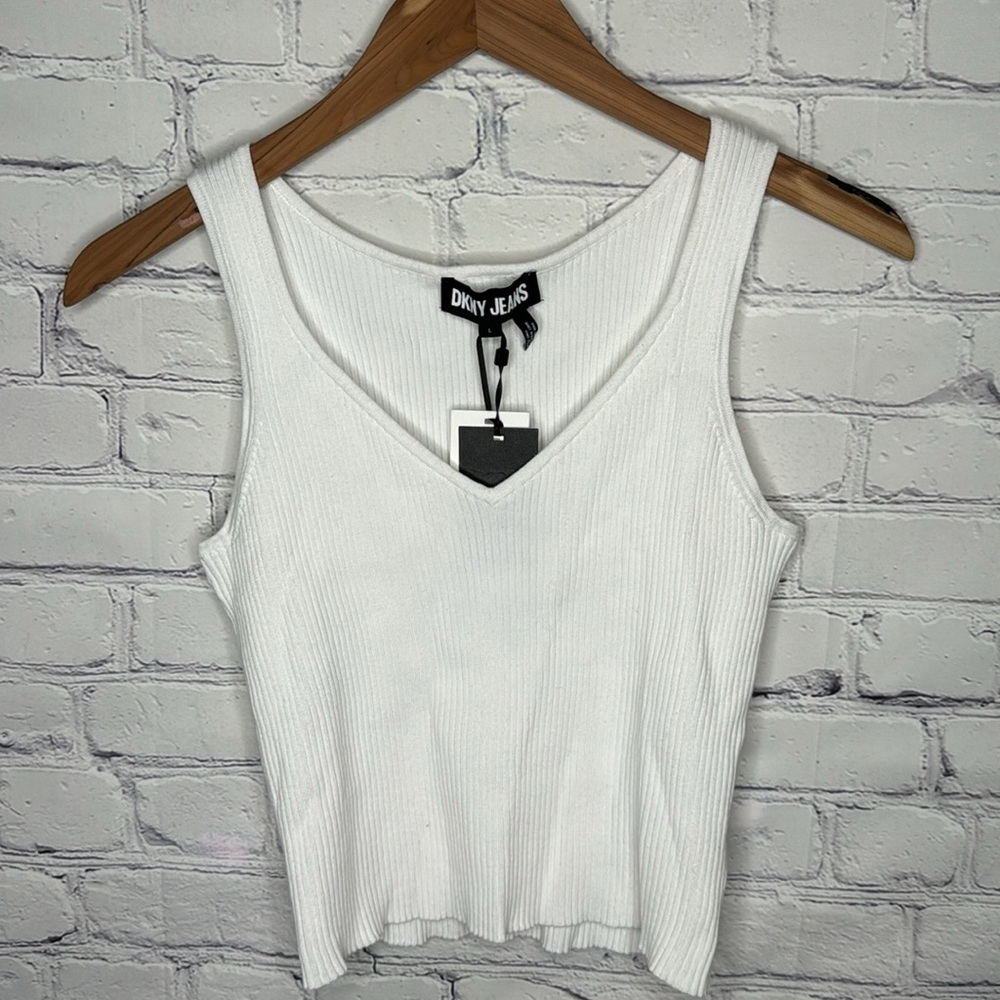 DKNY Ribbed Cropped Tank Top - Picture 3 of 7